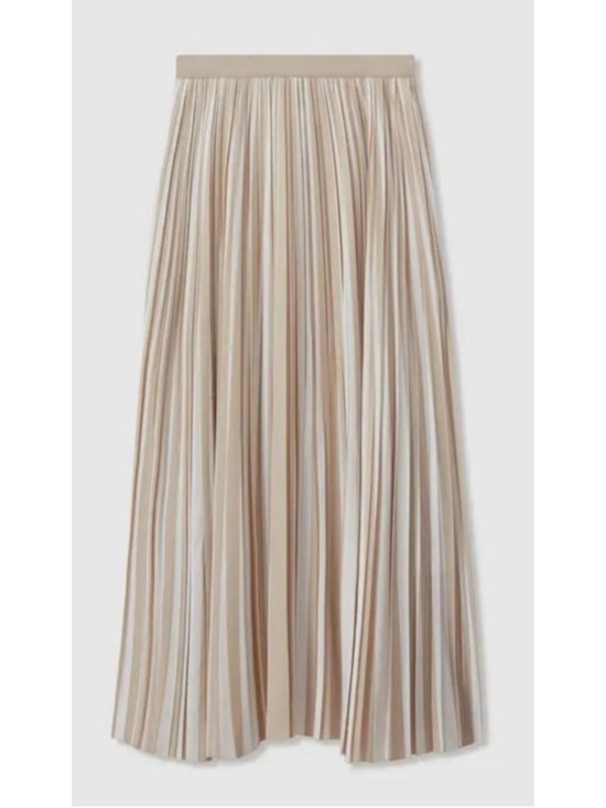 REISS Dresses & Skirts - NWT REISS Lexie Striped Pleated Midi Skirt Size 12 Beige White